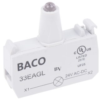 Blocco contatti luminoso BACO, 24V, terminali a A vite, LED Colore verde