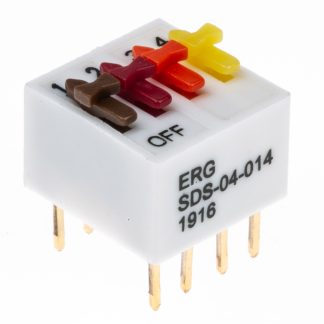 Interruttore DIP ED57655, SPST, 1 A a 100 V, 4 posizioni, attuatore a Interruttore di direzione, Foro passante