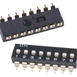 Interruttore DIP A6S-8104-H, 8P, 25 mA a 24 V cc, 8 posizioni, attuatore a Slitta, Montaggio superficiale