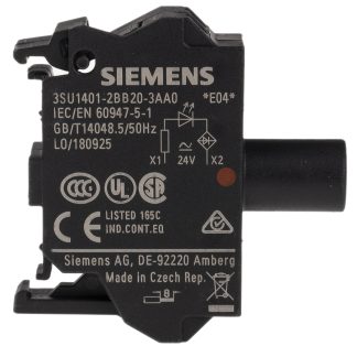 Blocco contatti luminoso Siemens, 24V ca/cc, terminali a Molla, LED Colore rosso
