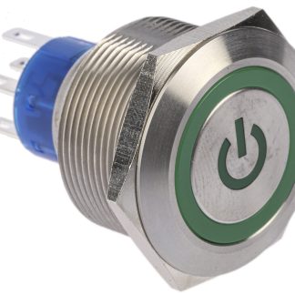Interruttore a pulsante RS PRO, Momentaneo, DPDT, luminoso, 3 A, 5 A, IP67 Montaggio a pannello