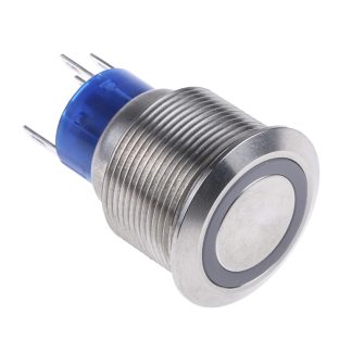 Interruttore a pulsante RS PRO, Momentaneo, SPDT, luminoso, 3 A, 5 A, IP67 Montaggio a pannello