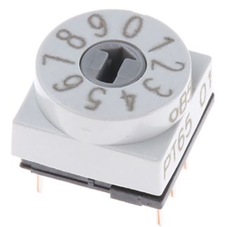 Interruttore DIP PT65101, 150 mA a 24 V c.c., 10 posizioni, attuatore a Leva rotativa, Foro passante