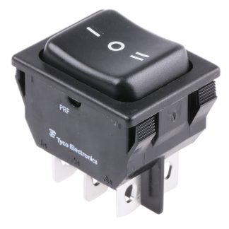 Interruttore a bilanciere TE Connectivity, DPDT, On-Off-On, , Nero