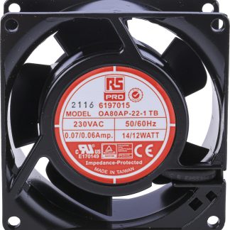 Ventola assiale in c.a. RS PRO, 51m³/h, 230 V c.a., 80 x 80 x 38mm