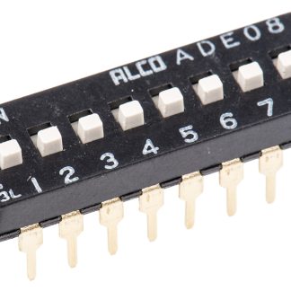 Interruttore DIP ADE0804, 8P, 100 mA a 24 V cc, 8 posizioni, attuatore a Slitta, Foro passante