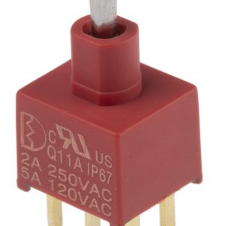 Interruttore a levetta IP67 On-Off-(On) DPDT con terminali Foro passante