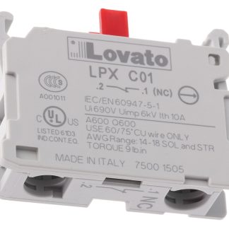 Elemento interruttore a pulsante Lovato, 1NC, 690V, terminali a A vite
