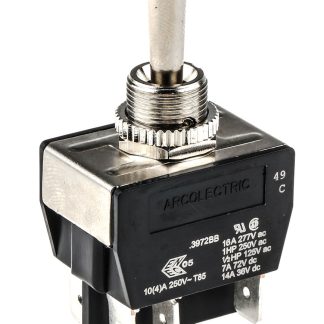 Interruttore a levetta IP67 (On)-Off-(On) DPDT con terminali Linguetta