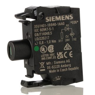 Blocco contatti luminoso Siemens, 24V ca/cc, terminali a A vite, LED Colore verde