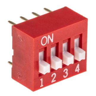 Interruttore DIP NDS-04-V, SPST, 25 mA, 4 posizioni, attuatore a Rialzato, Foro passante