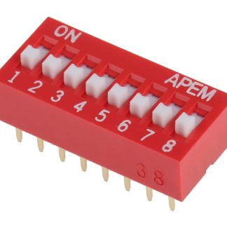 Interruttore DIP NDS-08-V, SPST, 25 mA, 8 posizioni, attuatore a Rialzato, Foro passante
