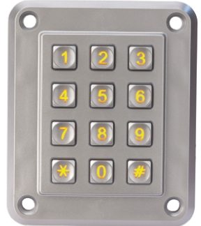 Tastiera antivandalo 4 x 3 a 12 tasti illuminato IP67 in ZAMAK 5