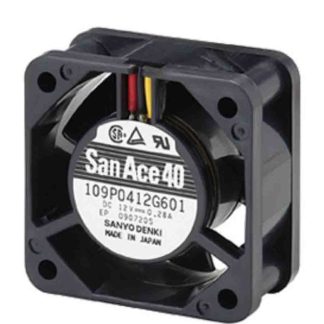 Ventola assiale in c.c. Sanyo Denki 109P, 10.9cfm, 24 V c.c., 40 x 40 x 20mm