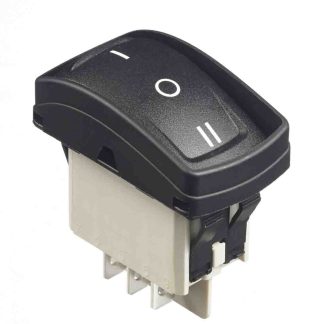 Interruttore a bilanciere APEM, DPDT, (On)-Off -(On), , Nero