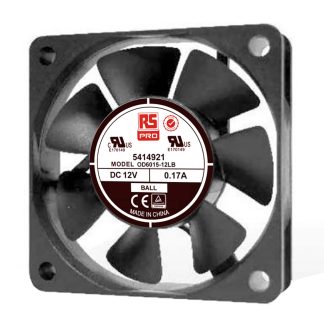 Ventola assiale in c.c. RS PRO, 20.4m³/h, 12 V dc, 60 x 60 x 15mm