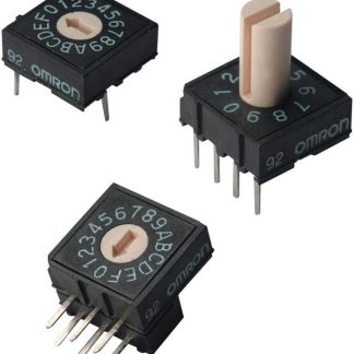 Interruttore DIP A6R-102RF, 25 mA a 24 V cc, 10 posizioni, attuatore a Leva rotativa, Foro passante