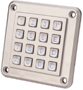 Tastierino 4 x 4 a 16 tasti illuminato IP67 in ABS