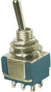 Interruttore a levetta On-On DPDT con terminali ad occhiello