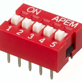 Interruttore DIP NDS-05-V, SPST, 25 mA, 5 posizioni, attuatore a Rialzato, Foro passante