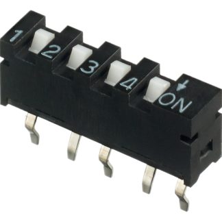 Interruttore SIP SIP-04TV, SPST, 4 posizioni, attuatore a Slitta, per PCB