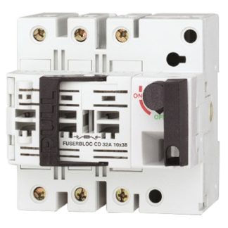 Sezionatore portafusibili Socomec 3631 4003 , corrente max 32A, 3 + N, fusibile 10 x 38mm, guida DIN FUSERBLOC