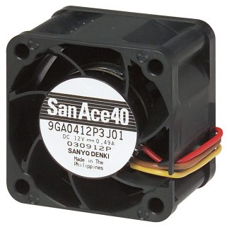 Ventola assiale in c.c. Sanyo Denki 9GA, 40.3m³/h, 24 V c.c., 40 x 40 x 28mm
