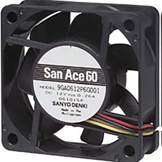 Ventola assiale in c.c. Sanyo Denki 9GA, 52.8m³/h, 12 V c.c., 60 x 60 x 20mm