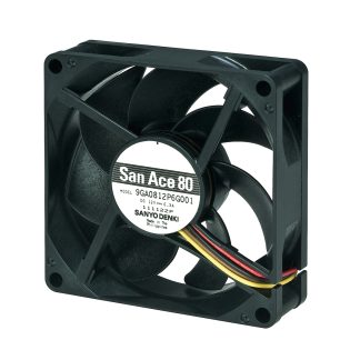 Ventola assiale in c.c. Sanyo Denki 9GA, 103.2m³/h, 12 V c.c., 80 x 80 x 20mm