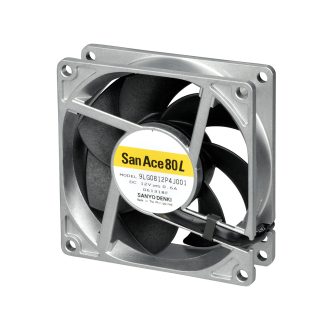 Ventola assiale in c.c. Sanyo Denki 9LG, 124m³/h, 24 V c.c., 80 x 80 x 25mm