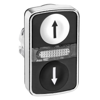 Attuatore pulsante tipo Ritorno a molla ZB4BW7A1724 Schneider Electric serie ZB4, Nero/Bianco, marcatura: Freccia in