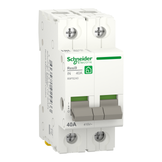 Sezionatore con interruttore Schneider Electric R9PS240 serie R9P, 2P, 40A, per guida DIN R9PS240, IP20
