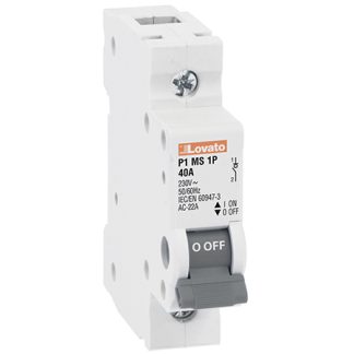 Sezionatore con interruttore Lovato P1MS1P032, 1P, 32A, per guida DIN