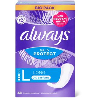 Always Daily Protect · Ежедневные прокладки · Длительного действия - 0% отдушки 48шт