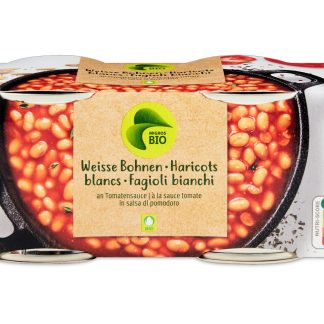 Migros Bio · белая фасоль в томатном соусе 2 × 240гр.