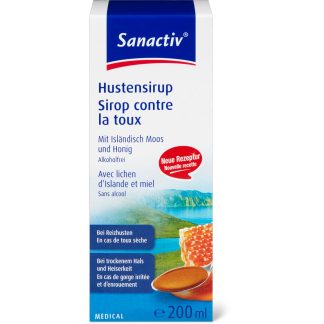 Sanactiv Medical · Сироп от кашля · С исландским лишайником и мёдом — Без алкоголя 200 мл