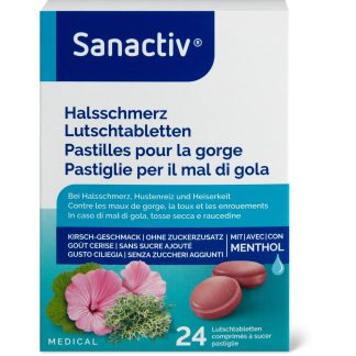 Sanactiv Medical · Таблетки от боли в горле · Вишня 24шт