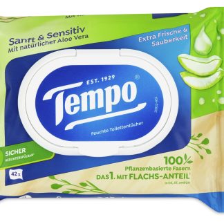 Tempo Sanft & Sensitiv · Влажные салфетки · Алоэ вера 42шт