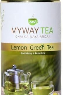MYWAY TEA Natural Lemon Green Tea, Regular Tea, Lemon-Flavoured, Better Metabolism, Immune Boost with Added Vitamin C For Fast Weight Loss,100gm Pack of 1