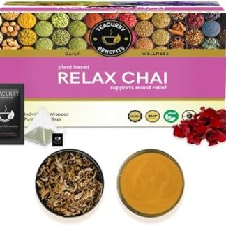 TEACURRY Calm Relax Tea(1 Month Pack, ) - Helps With Anxiety, Stress And Depression - Tea For Calmness - Relax Chai 30 Tea Bags