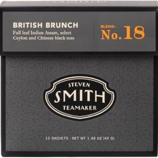 Steven Smith Teamaker British Brunch No. 18, Caffeinated, Sugar-Free, Full Leaf, English Breakfast Black Tea Bags 15 Sachets, 1.48oz each