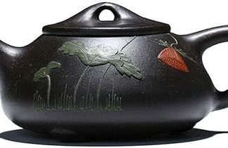 Teapot Chinese Yixing Zisha Genuine Black Zini Dragon Clay Shipiao Infusers Loose Tea (Black + Colorful art)