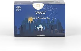 VAYU TEA & BLENDS Vayu English Breakfast Tea - Premium Assam Black Tea - Rich Blend - 20 Tea Bags