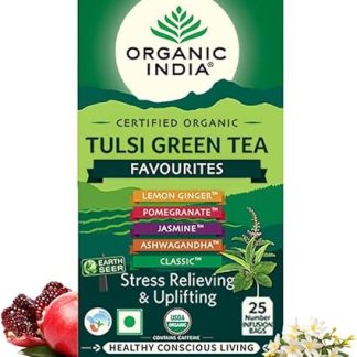 ORGANIC INDIA Tulsi Green Tea Favourites Pack 25 Teabags,200 Grams 1 Count (Pack Of 25)