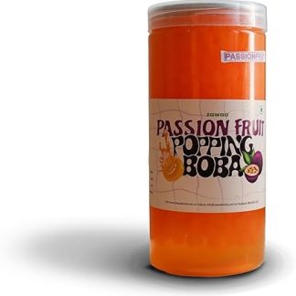 ZAWAA Foods Boba Tea- Vegab Passion Fruit Popping Boba 1Kg||Vegan|Free Paper Straw (Pack Of 10)| For Ice-Cream, Bubble Boba Tea, Smoothies, Falooda, Puddings, Milkshake, Coffee- Hot & Cold Milk Drinks