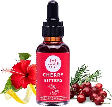 Bab Louie & Co. Cherry For Cocktails|India's First Non-Alcoholic Handcrafted Bitters|100% Natural |Tart Bitter Taste, Cosmopolitan, Margarita, Gin And Tonic, Cocktails|No Preservatives/ Sugar|30Ml
