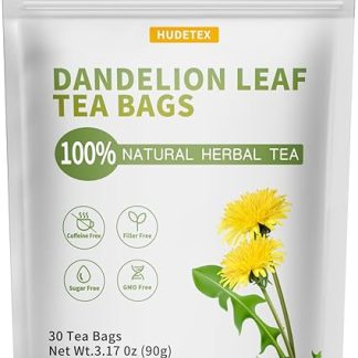 Dandelion Leaf & Root Tea Bags Organic, Roasted Dandelion Root Tea, Caffeine Free, Resealable Bag, 30 Bags