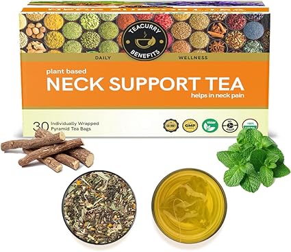 Teacurry Neck Support Tea (30 Tea bags 1 Month Pack) - Helps with Neck Pain | Ayurvedic Herbal Tea