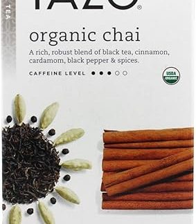 Tazo Organic Chai, Spiced Black Tea, 20-Count Tea Bags (Pack of 6)