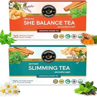 TEACURRY PCOS PCOD Slimming Tea (1 Month Pack, 30 Tea Bags) - Helps with Extra Fat, Improves Hormonal Balances - Pcos Pcod Green Teas Weight Loss, Facial Hair, Acne and Bloating | 100% Herbal Tea